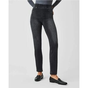Spanx Straight Leg Jeans Womens Large Tall Vintage Black 20355T Pull On